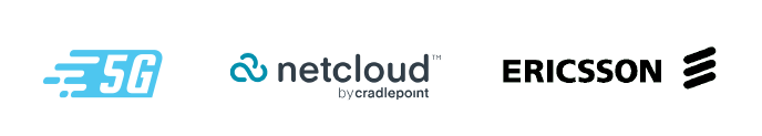 5G, ericsson, and netcloud by CradlePoint logos